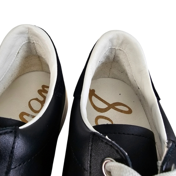 Sam Edelman Black Leather Marquette Sneakers Shoes Size 9 - Picture 13 of 15